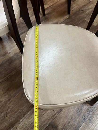 Set of 4 Dining Chairs – Cream Vinyl & Rosewood-Toned Timber