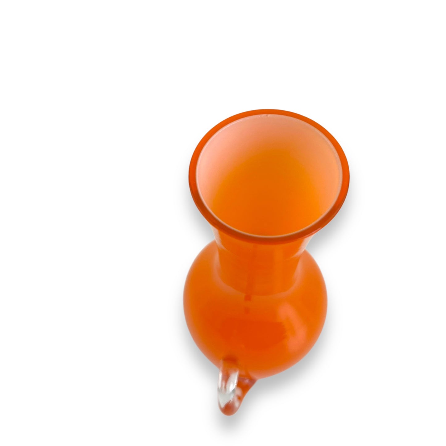 Orange Art Glass Vase with clear handle