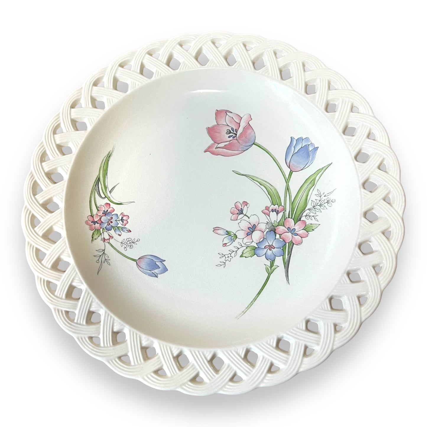 Yamazaki Royal Lattice Plate – Floral Design with Openwork Border, Made in Japan