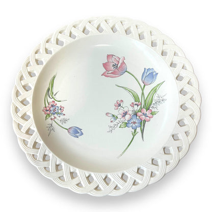 Yamazaki Royal Lattice Plate – Floral Design with Openwork Border, Made in Japan