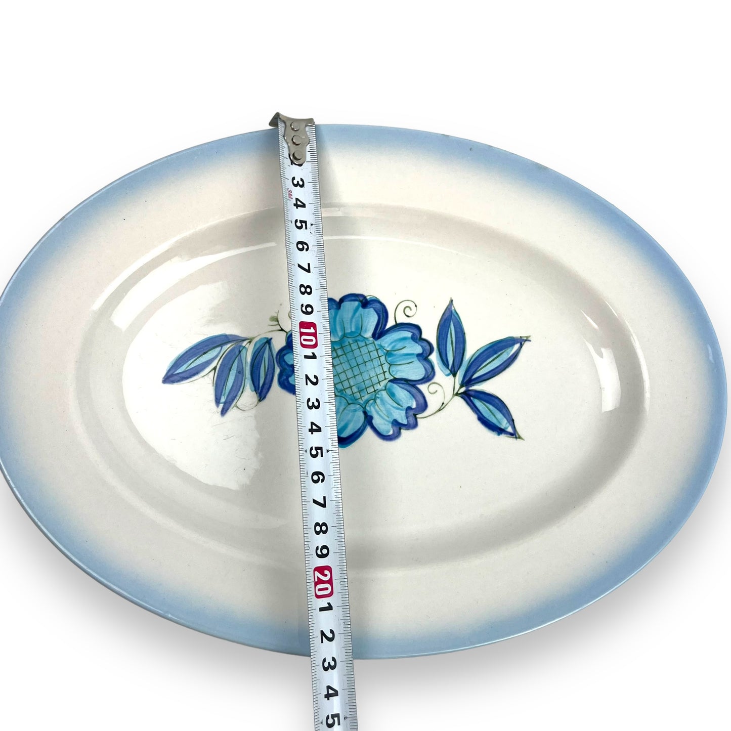 Blue flower oval plates x2