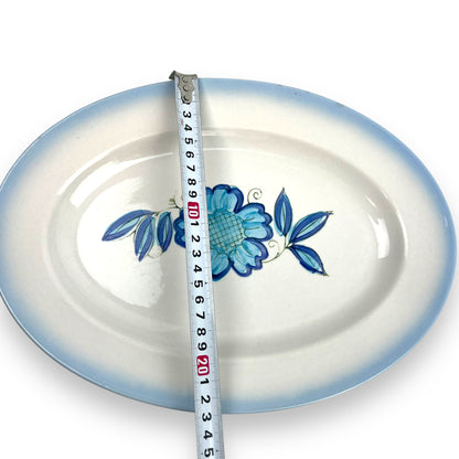 Blue flower oval plates x2