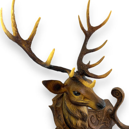 Fisher France Plastic Elk Stag Deer Head Coat Rack - Faux Antler Wall Hanging