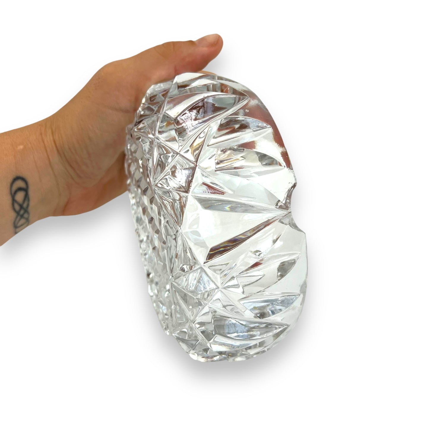 Heavy crystal cut glass ashtray