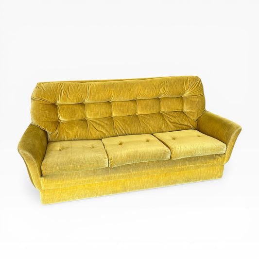 Fler Yellow Velvet Three-Seater Lounge