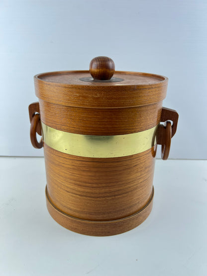 Timber & Brass Mid Century Ice Bucket with Ring Handles
