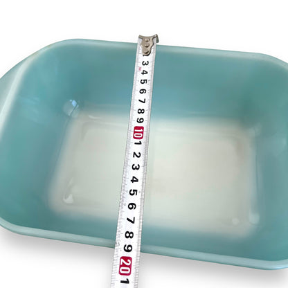Pyrex Australia Turquoise Casserole Dish with Picket Fence Spear Pattern & Clear Glass Lid COB-600
