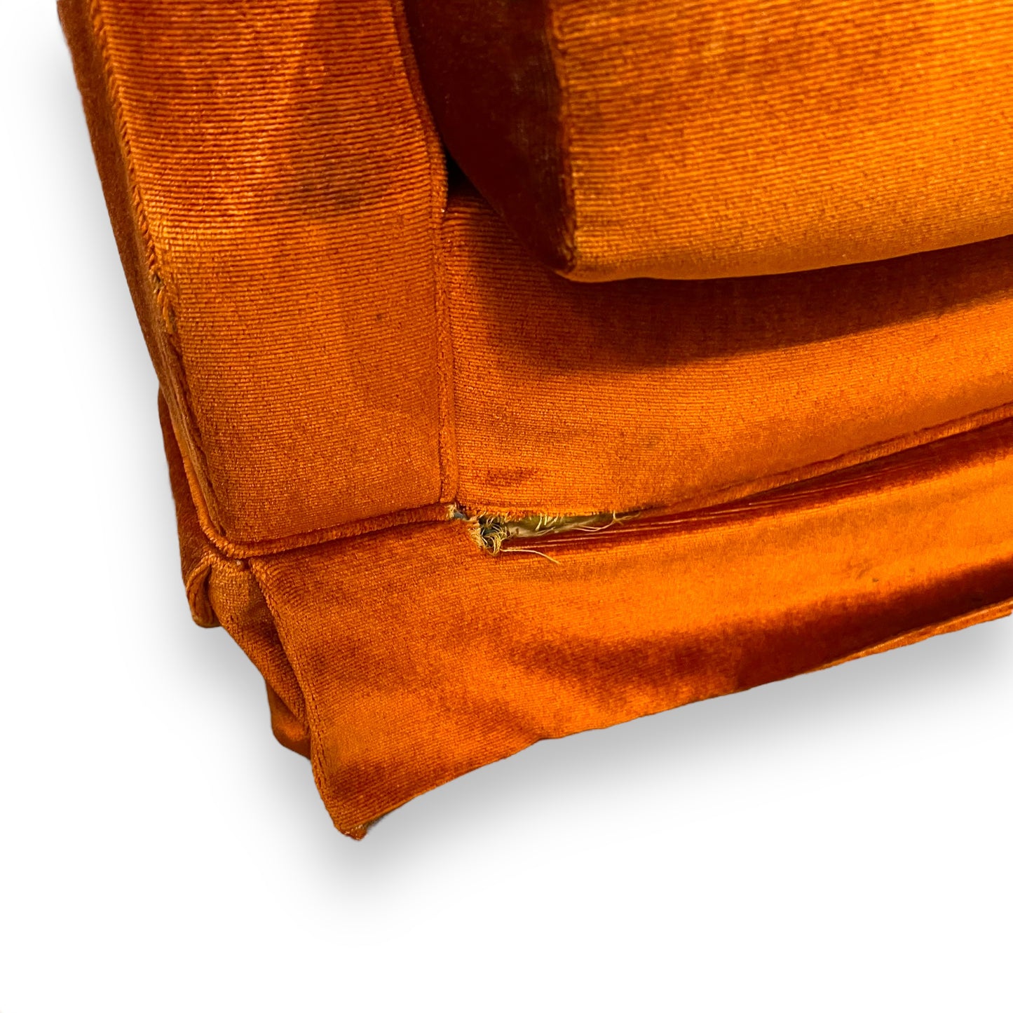 Orange Velour 3 Seater Lounge