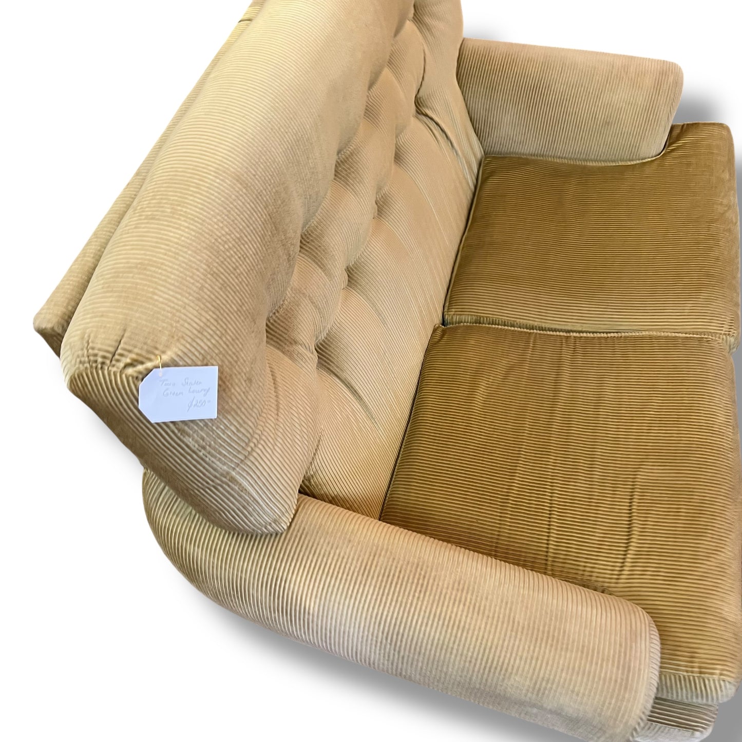 Green-Yellow Corduroy 2-Seater Lounge