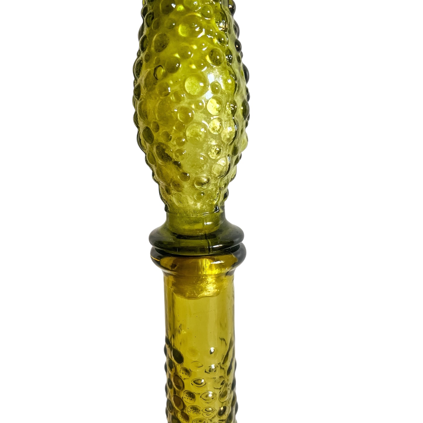 Olive Green Hobnail Genie Bottle