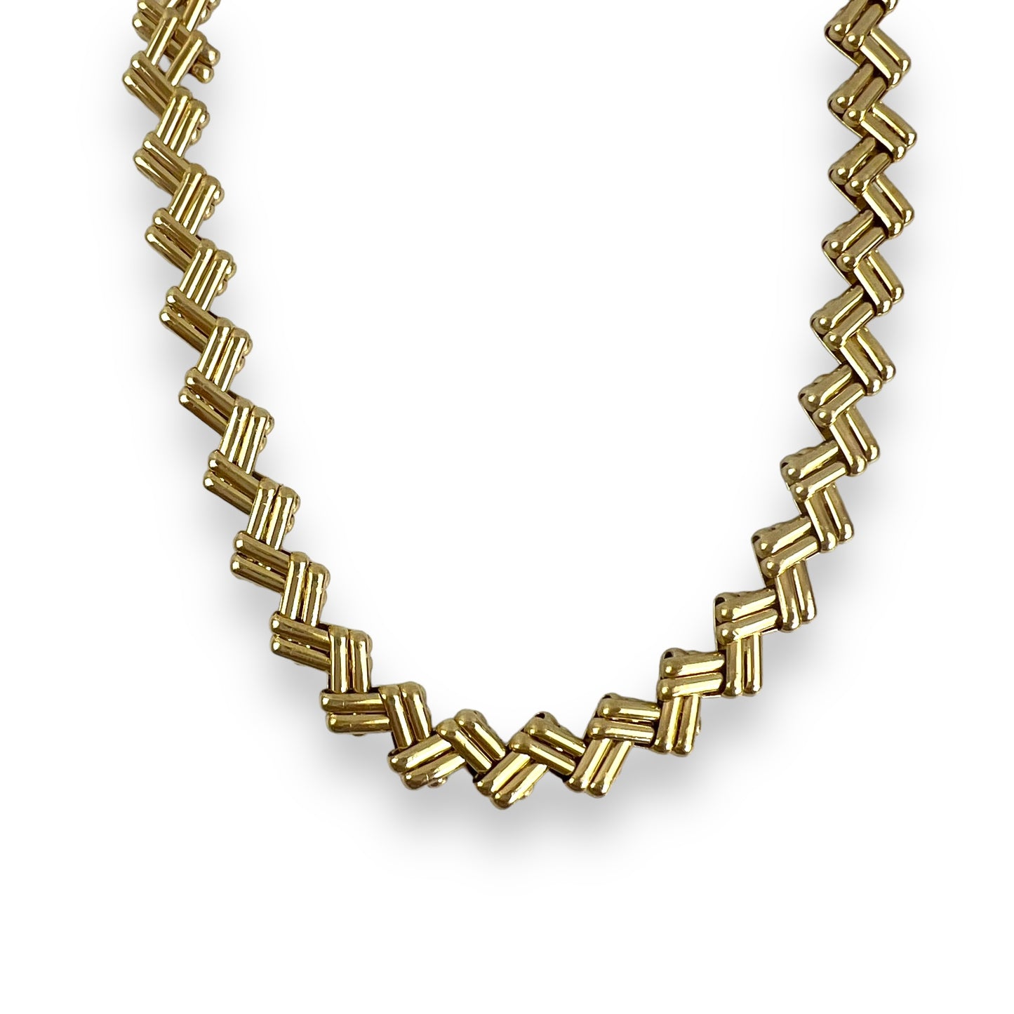 Vintage Avon Gold Tone Bar Zig Zag Chain Necklace