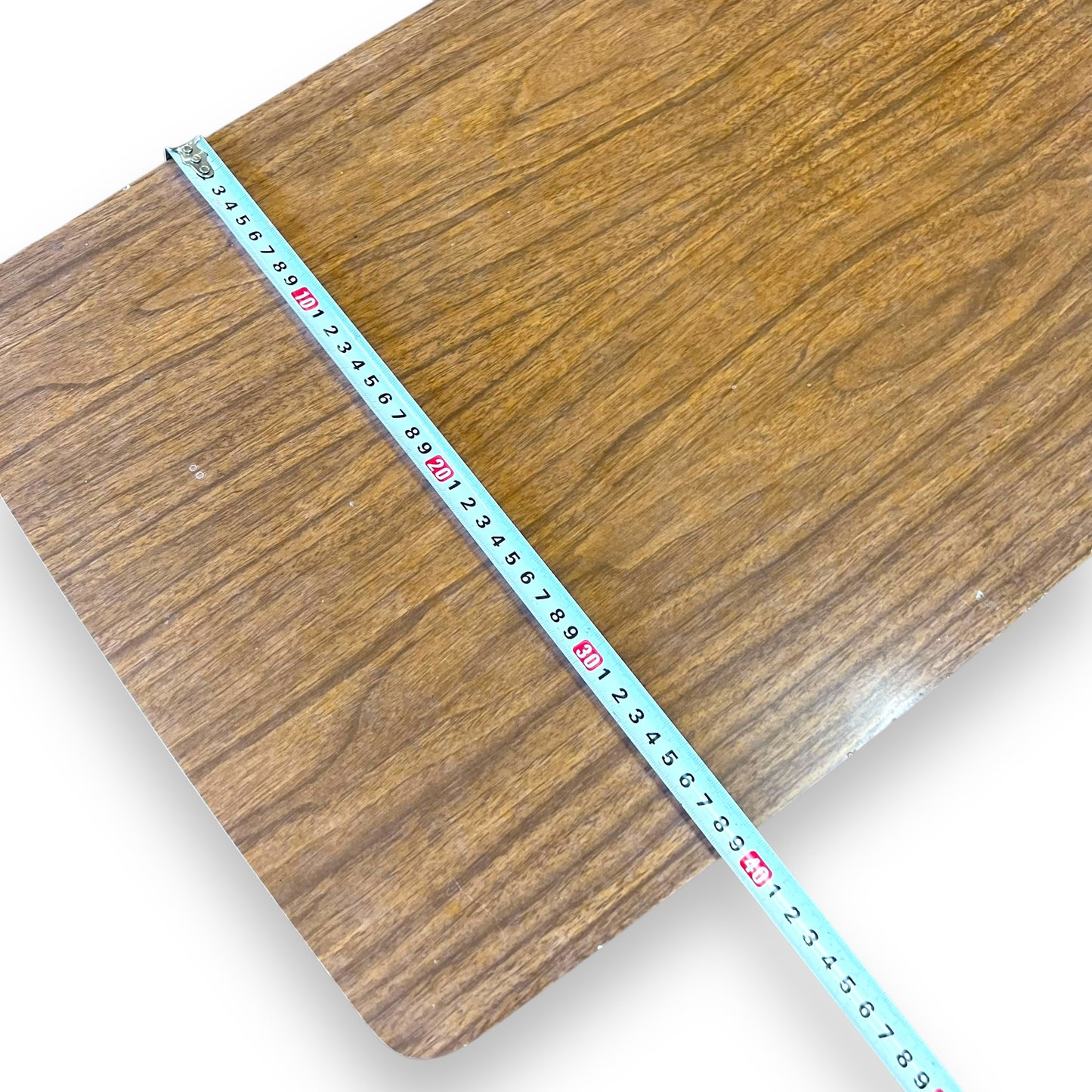 Brown Laminate Side Table – Small Retro Coffee Table with Tapered Legs
