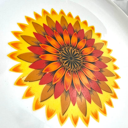 Vibrant Yellow, Red & Orange Flower Plate Set of 2