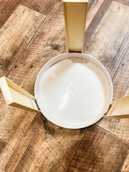 Round Side Table / Plant Stool – Two Tone Cream Plastic