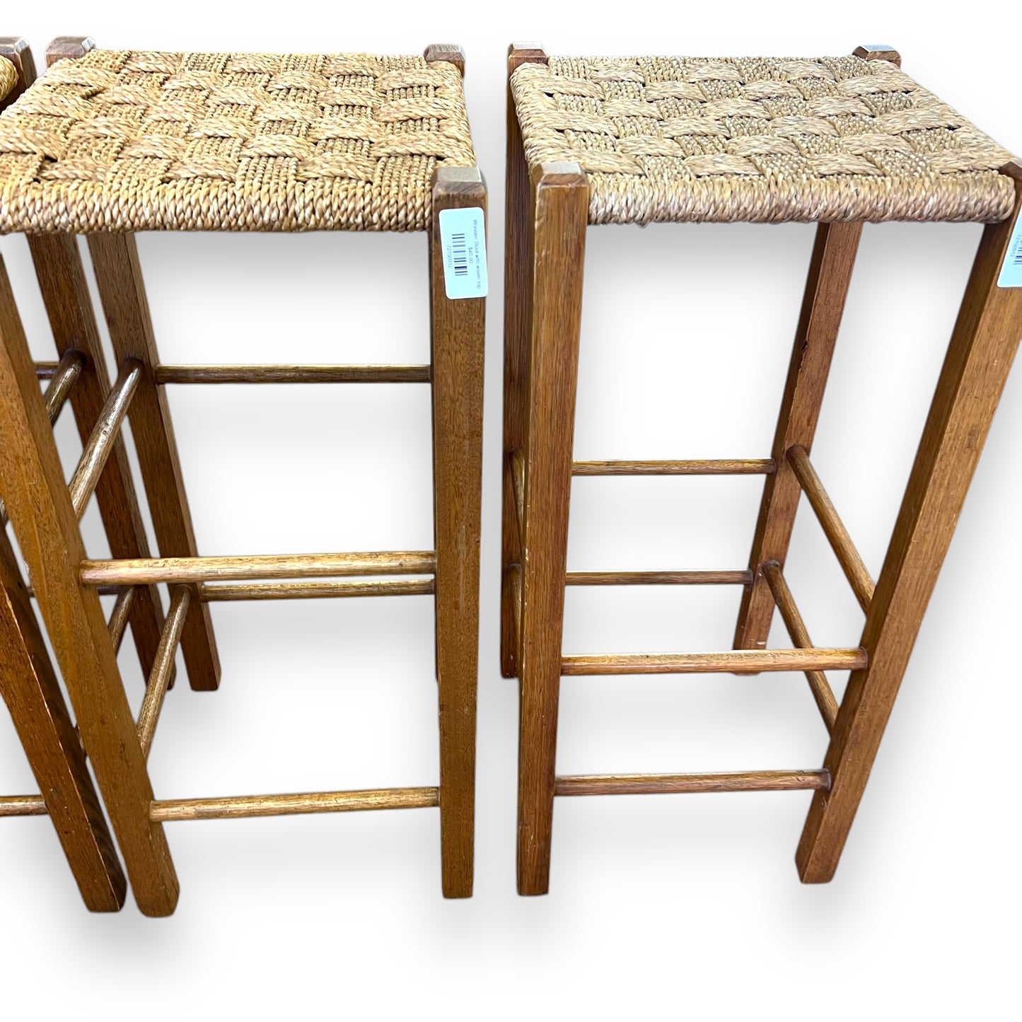 Wooden Stool with woven top