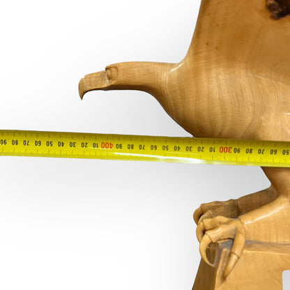 Hand-Carved Wooden Eagle Sculpture — Large Timber Carving