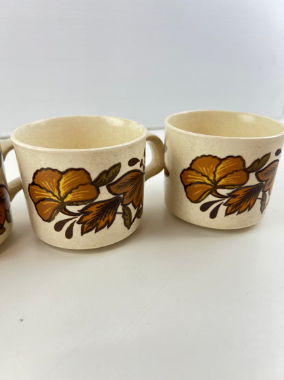 Royal Worcester Palissy Floral Mugs – Set of 4
