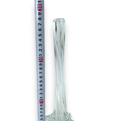 Elephant Foot Bud Vase, Elegant Twisted Ribbed Neck, Vintage Glass