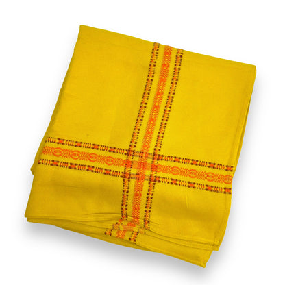 Retro Mustard Yellow With Orange striped pattern border tablecloth