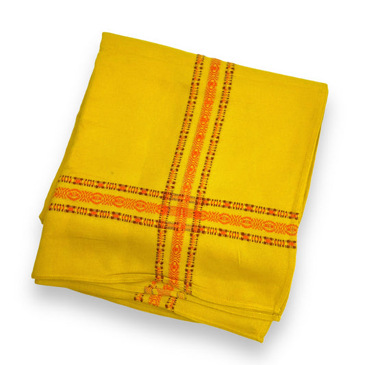 Retro Mustard Yellow With Orange striped pattern border tablecloth