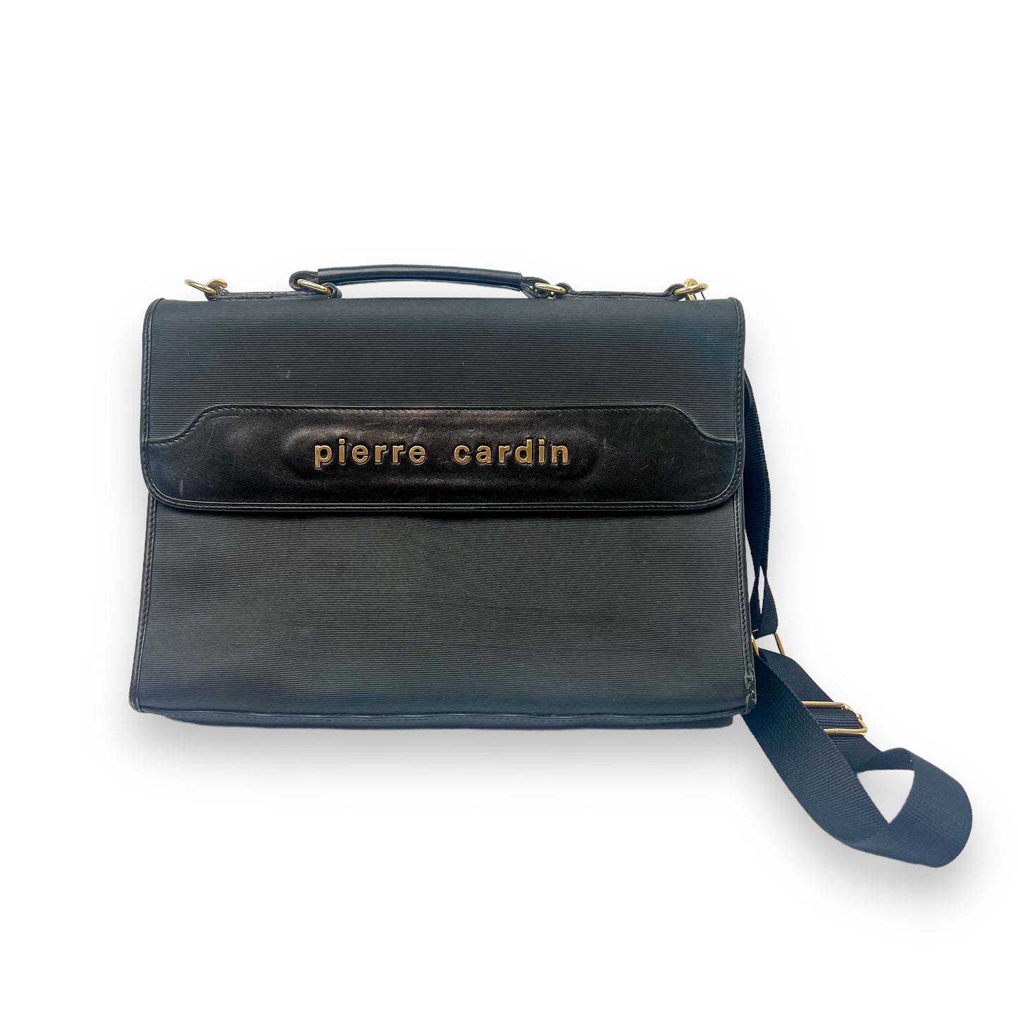 Pierre Cardin Black Leather Trim Side Satchel Bag