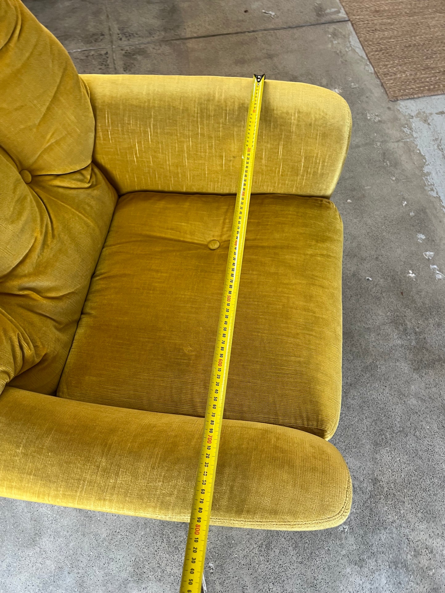 Fler Yellow Velvet Single Lounge Chair (Hole on side)