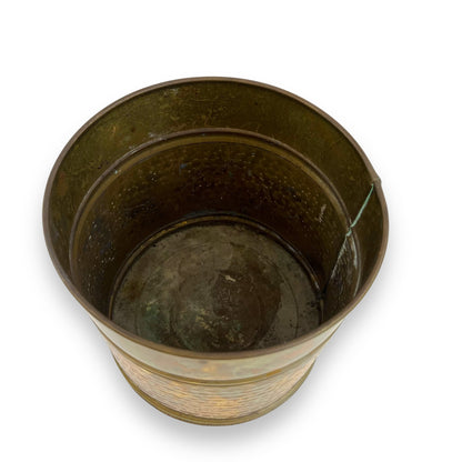 Hammered brass plant pot