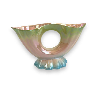Lustreware Centerpiece Vase, Iridescent Pastel Ceramic