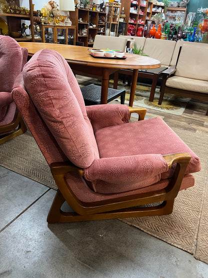 2. Pink Patterned Upholstery Sleigh Base Armchair