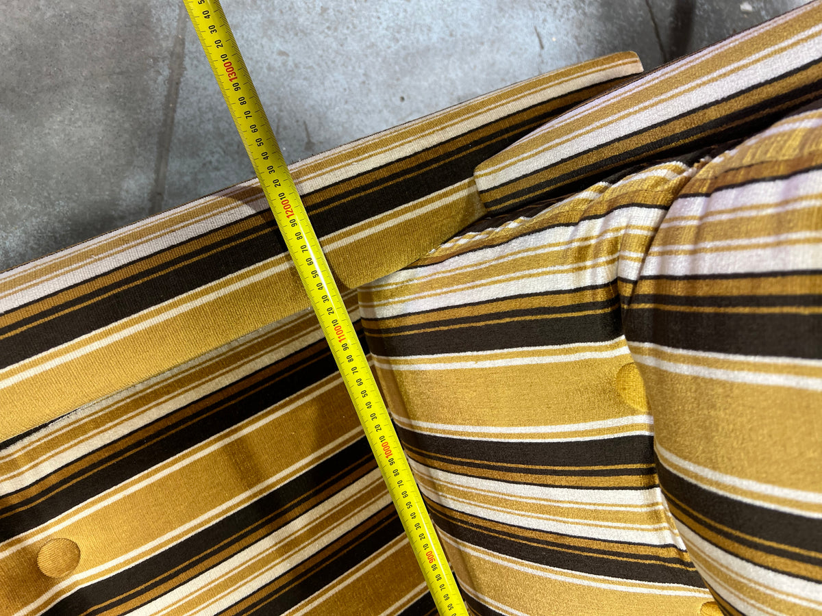 Mustard, Black & Cream Striped Velour Corner Lounge Suite