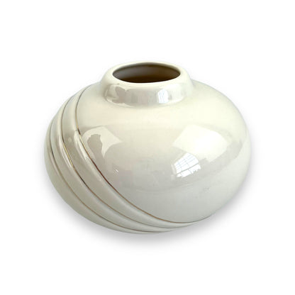 Cream vase with gold stripes