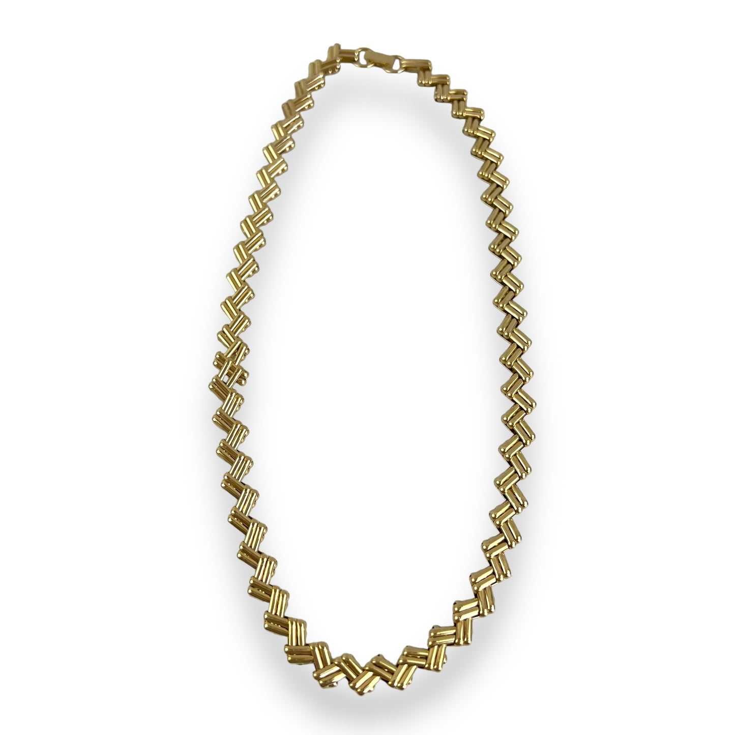 Vintage Avon Gold Tone Bar Zig Zag Chain Necklace