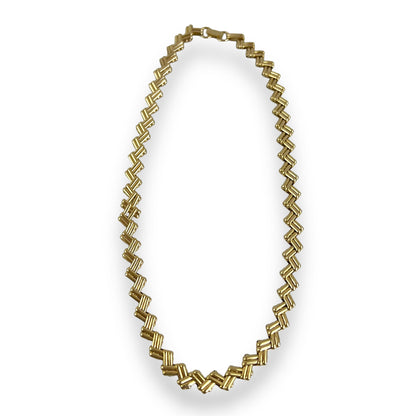 Vintage Avon Gold Tone Bar Zig Zag Chain Necklace