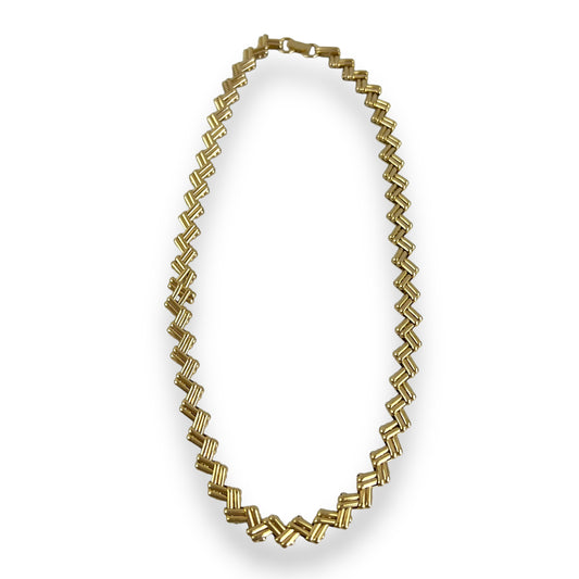 Vintage Avon Gold Tone Bar Zig Zag Chain Necklace