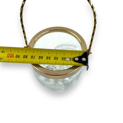 Ice Bucket with Gold Handle & Tongs – Etched Glass Barware