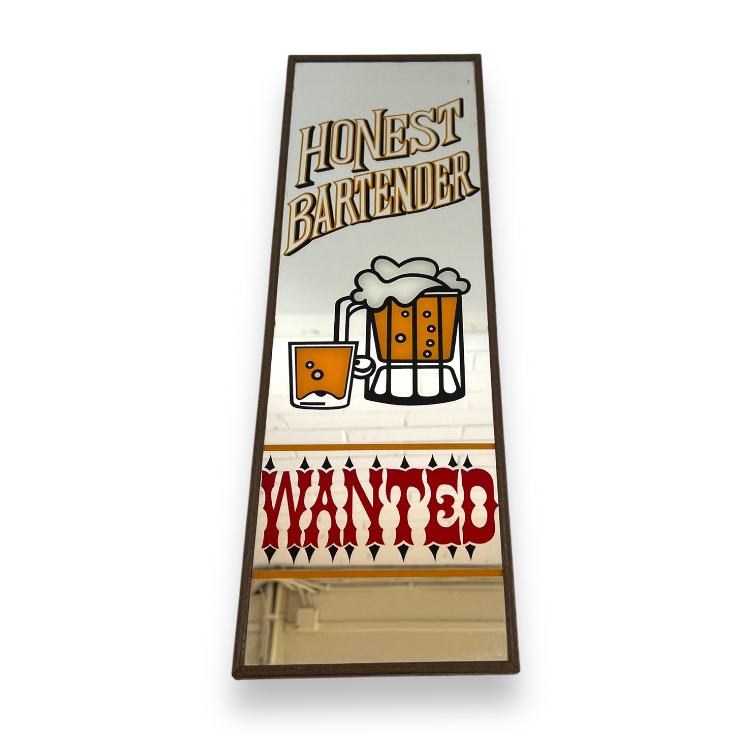 Honest Bartender Wanted Glass Mirror Framed Bar Sign