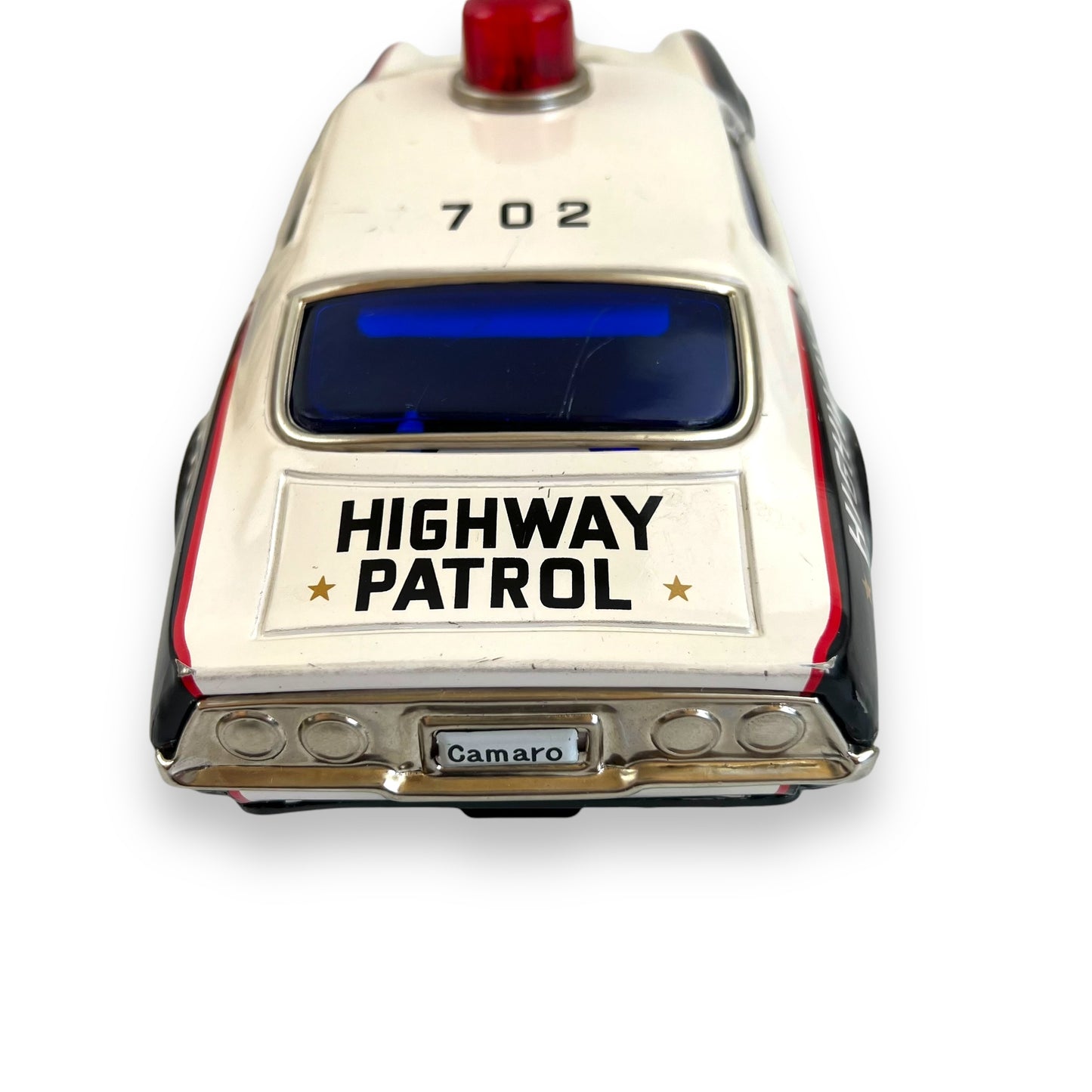 Vintage 1960s Taiyo Japan Tin Highway Patrol Car - Battery Operated Oldsmobile Toronado Police Department Toy