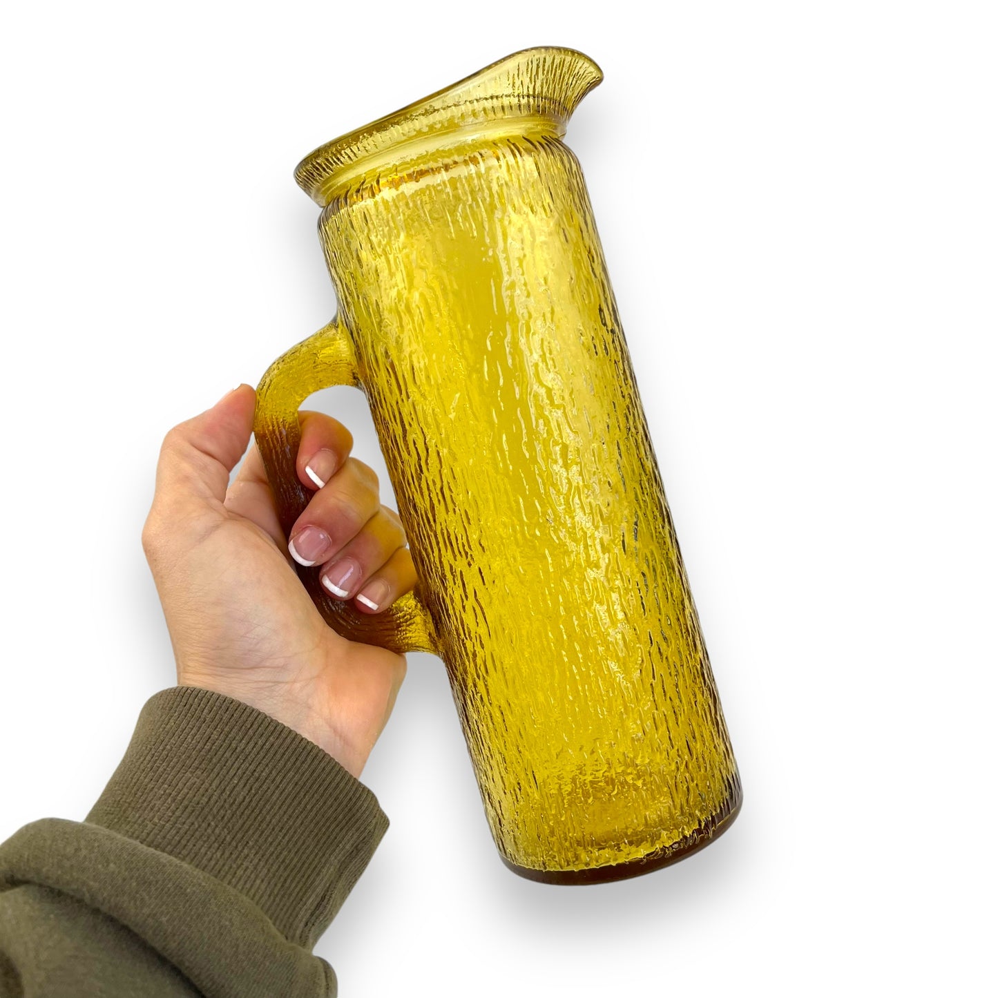 Crinkle Textured Amber Glass Jug