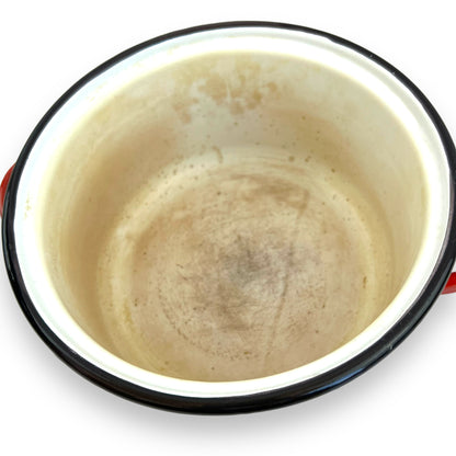 Enamel Double Handle Cooking Pot red, black and white