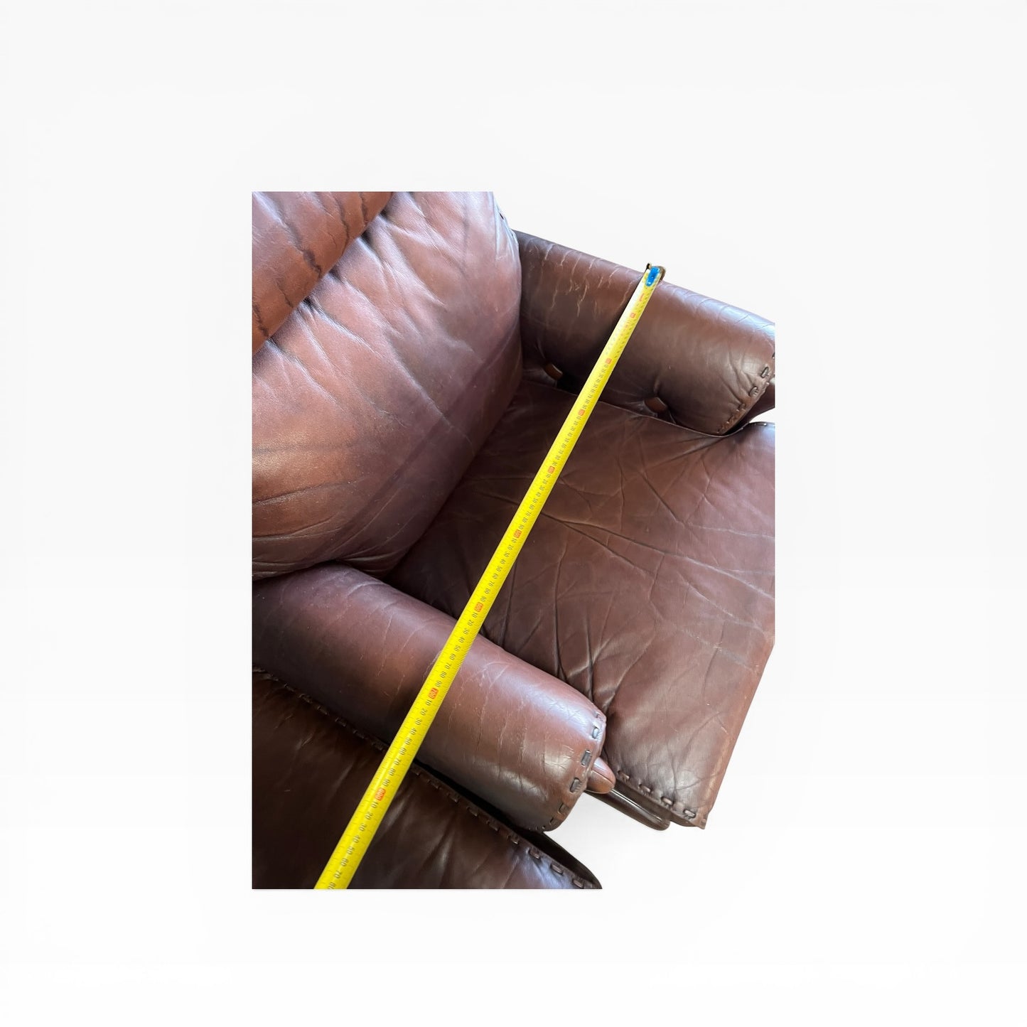 Moran Brown Leather Armchair with footrest