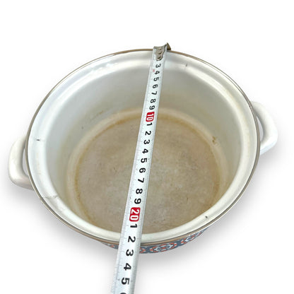 Blue, red & White Double Handle Cooking Pot