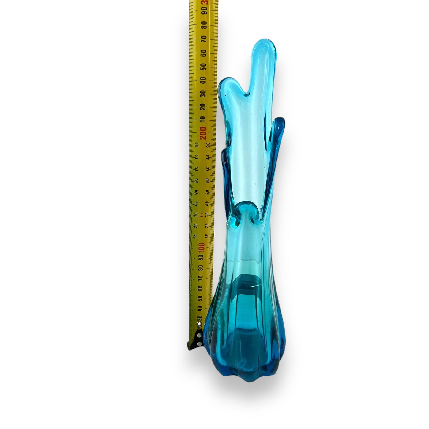Blue Finger Pull Glass Vase