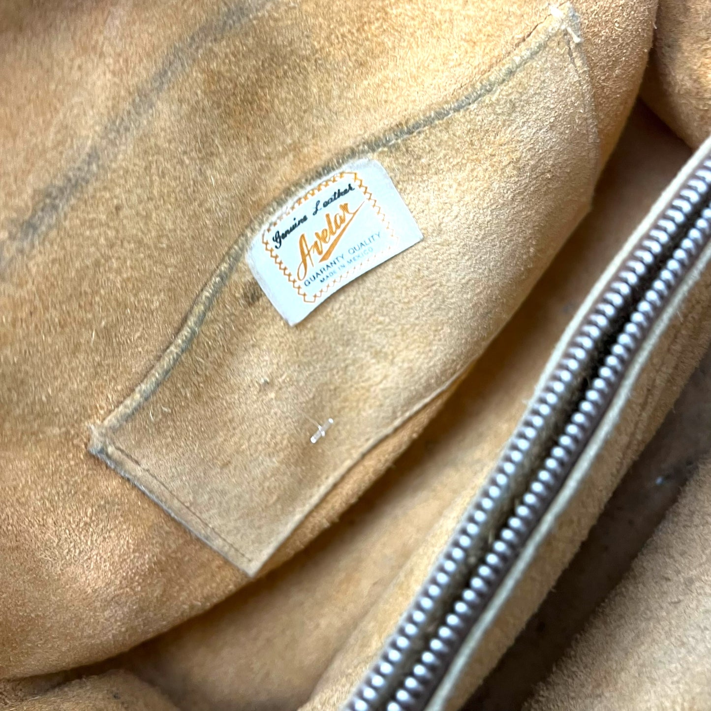 Brown Mexican Leather Bag Hand Tooled With Strap