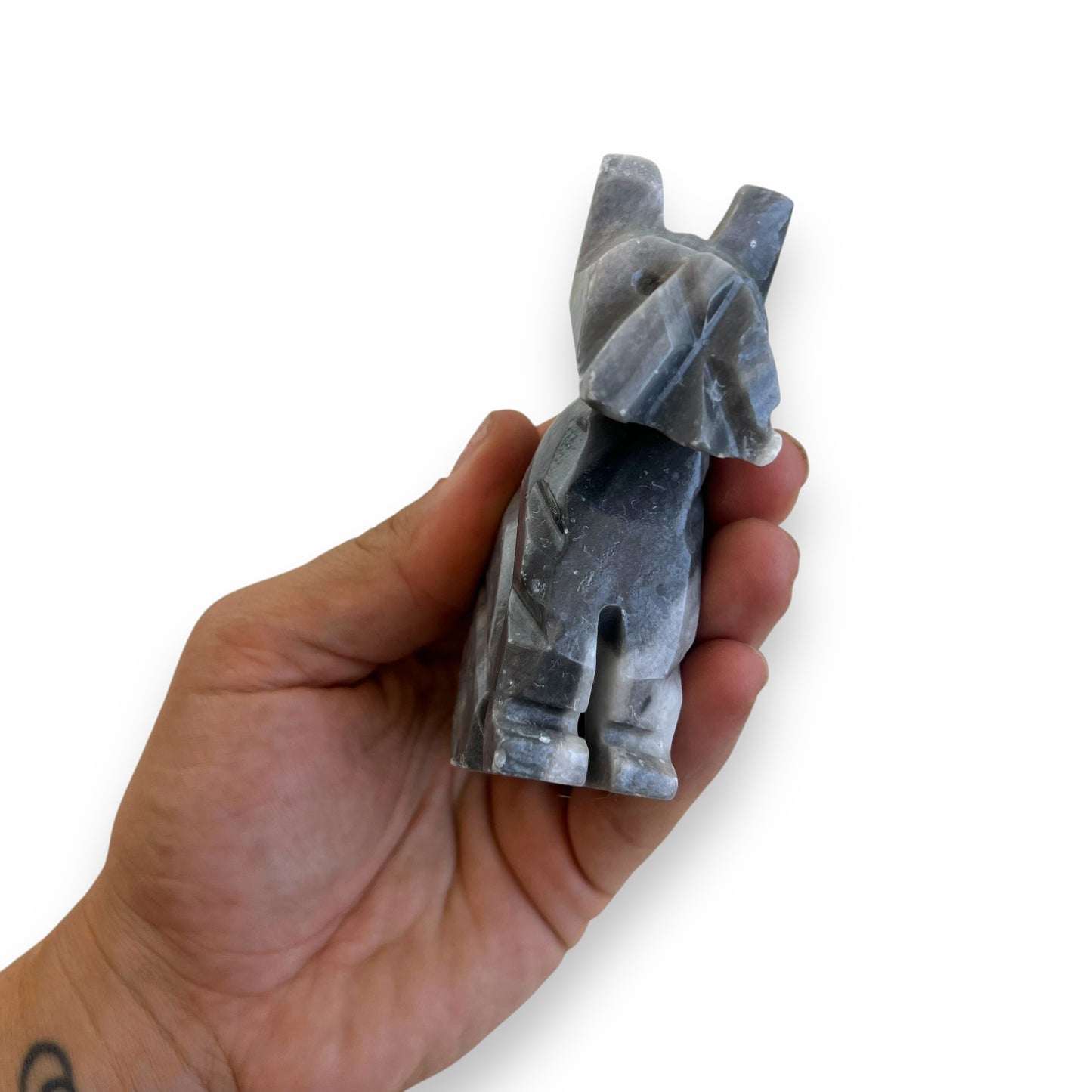Stone carved dog statue ornament