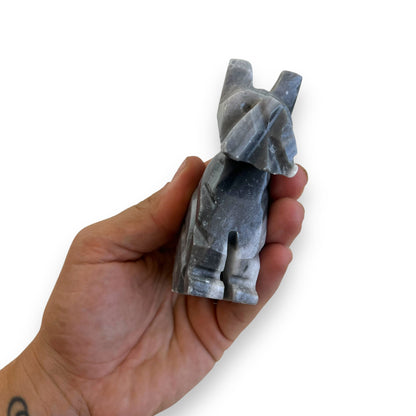 Stone carved dog statue ornament