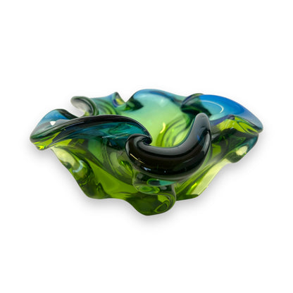 Blue and Green Art Glass Dish