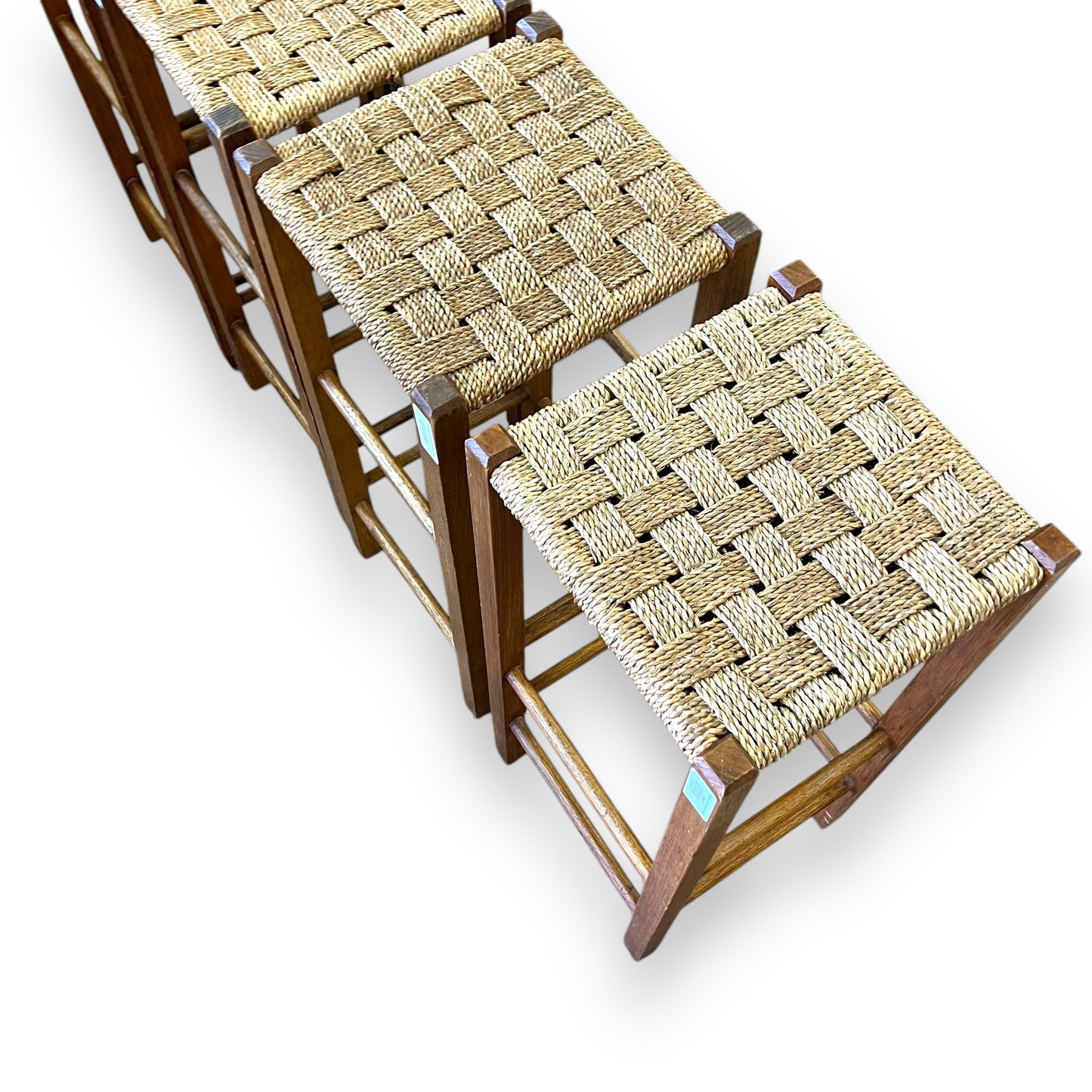 Wooden Stool with woven top