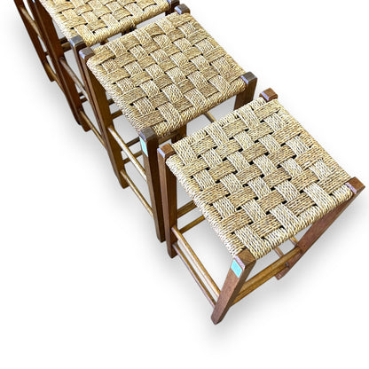 Wooden Stool with woven top