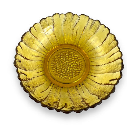 Anchor Hocking Honey Gold Sunflower Serving Bowl - Country Estate Dish 1960s
