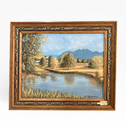 Australian River Landscape Oil Painting – Signed V. Kynnersley
